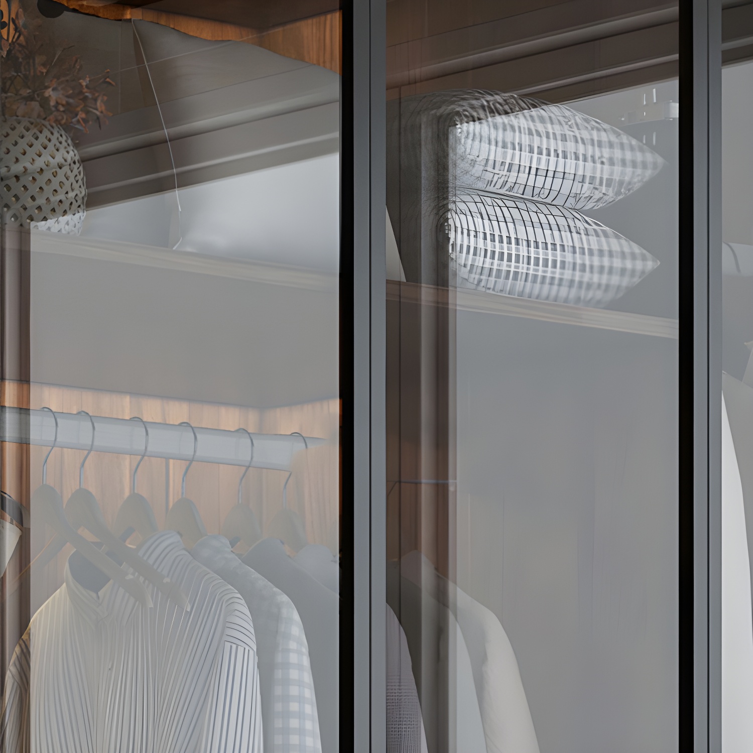 Modern Freestanding Wardrobe Armoire Tempered Glass Doors Wardrobe with Shelves - image 7