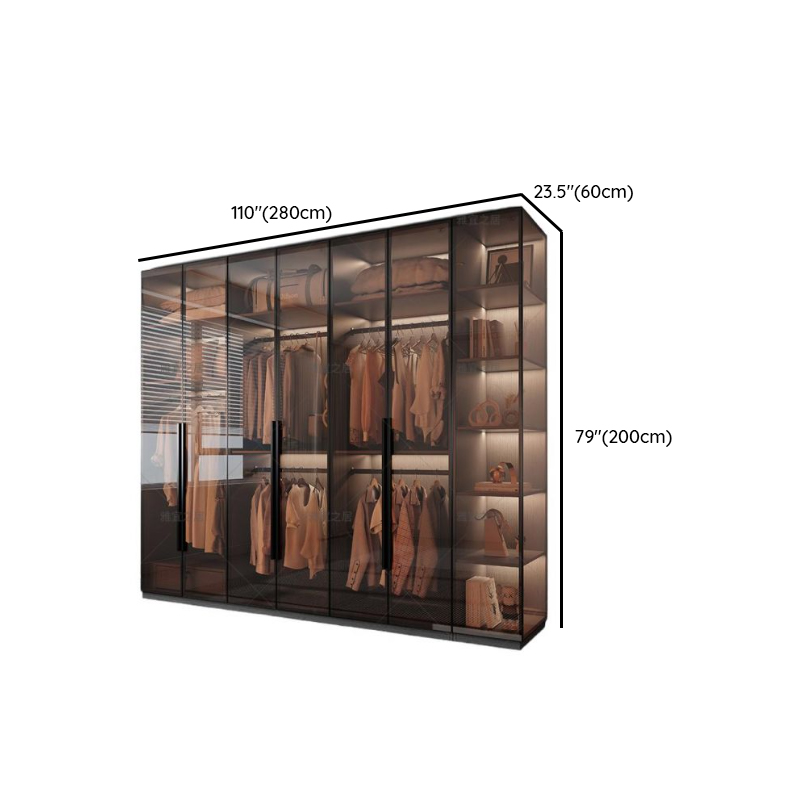 Transparent Simplistic Vitreous Wardrobe Closet with Soft Close Door, Interior Shelves, and Hanging Rod - image 18
