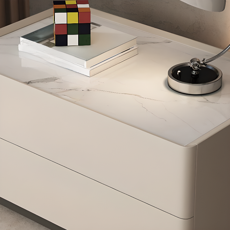Casual Sintered Stone Countertop Drawer Storage Nightstand with 2 Drawers - image 8