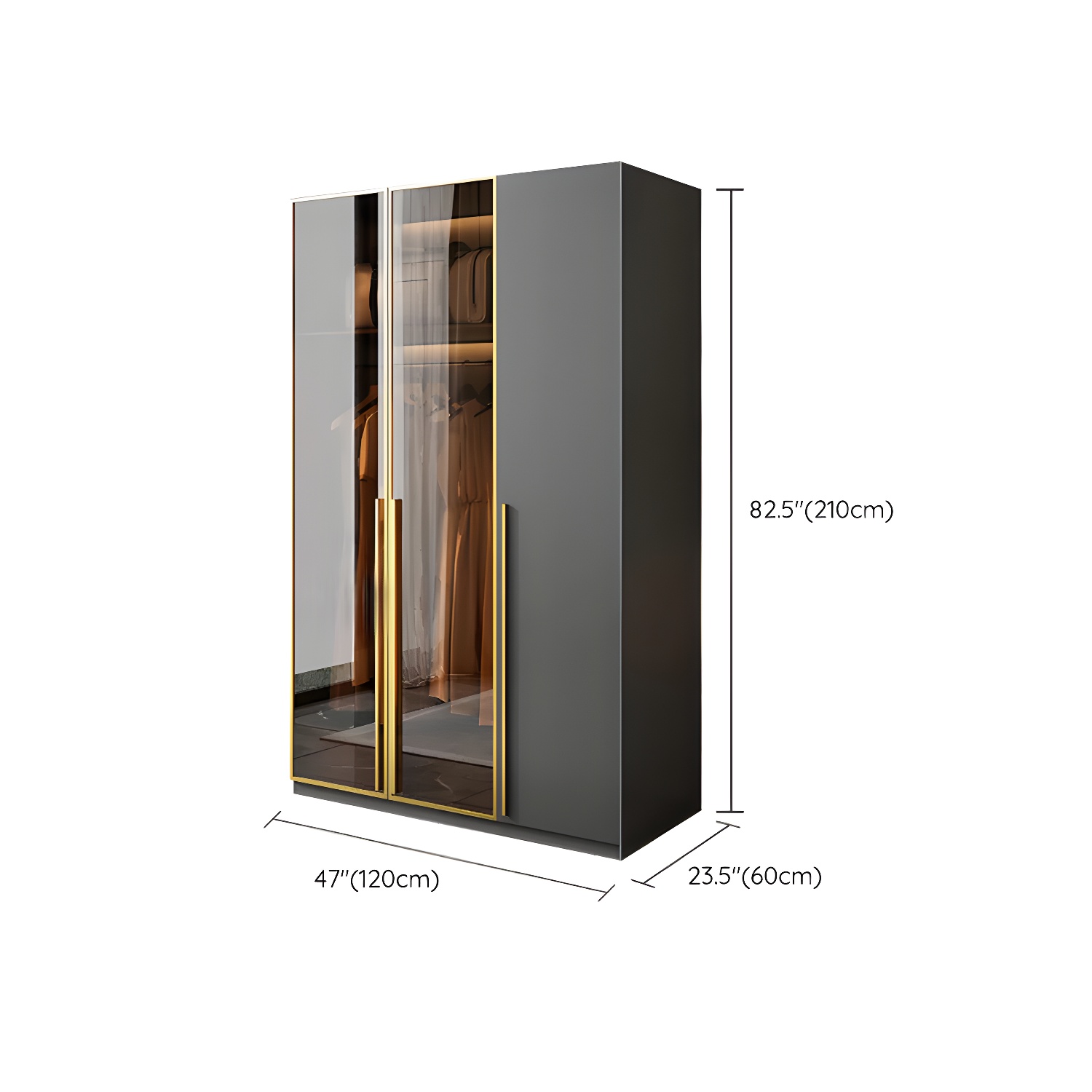 Modern Black Wood Wardrobe Armoire with Soft-Close Drawers & Clothing Rod - image 13