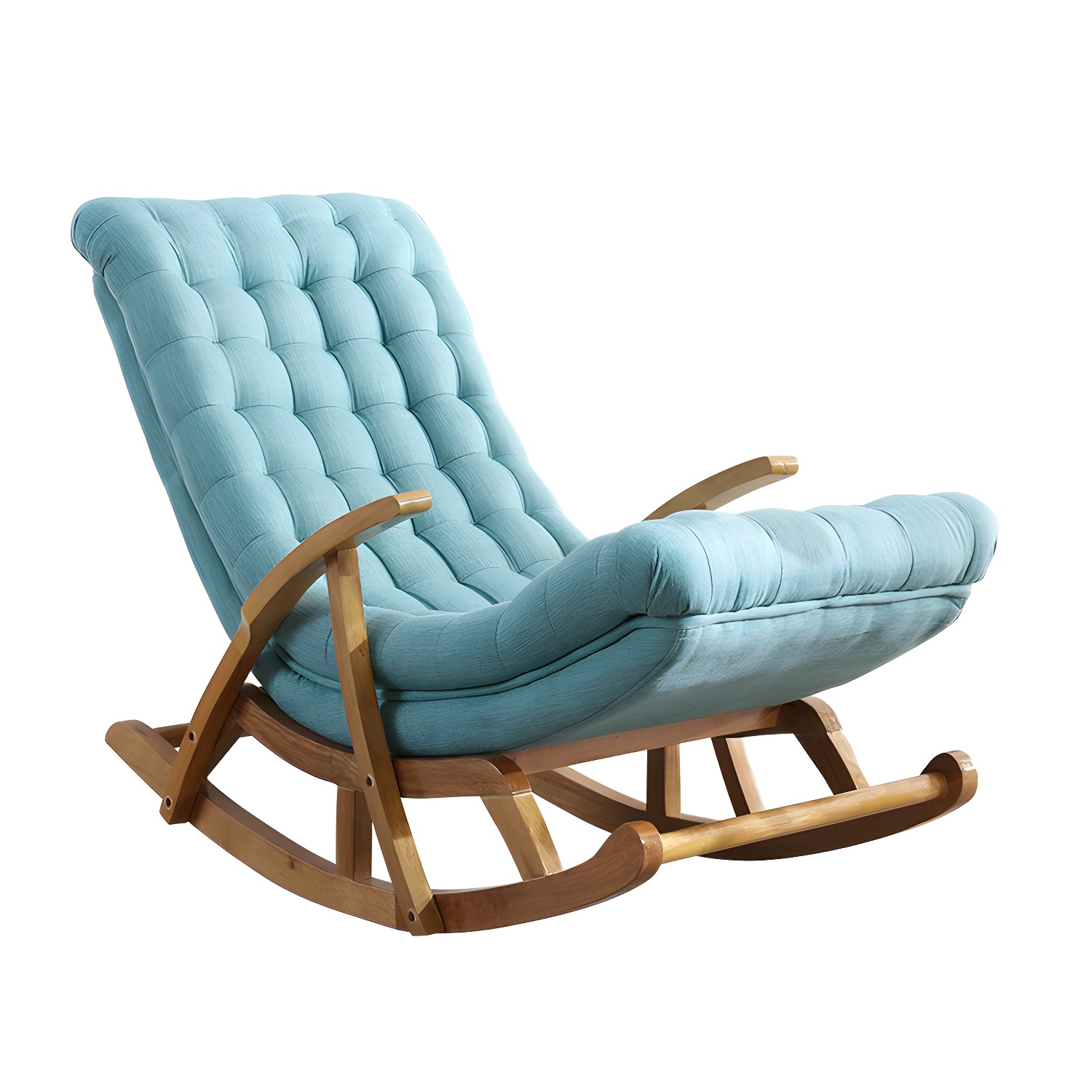 Stylish Upholstered Rocking Chair with Natural Wood Legs In Modern Design - image 16