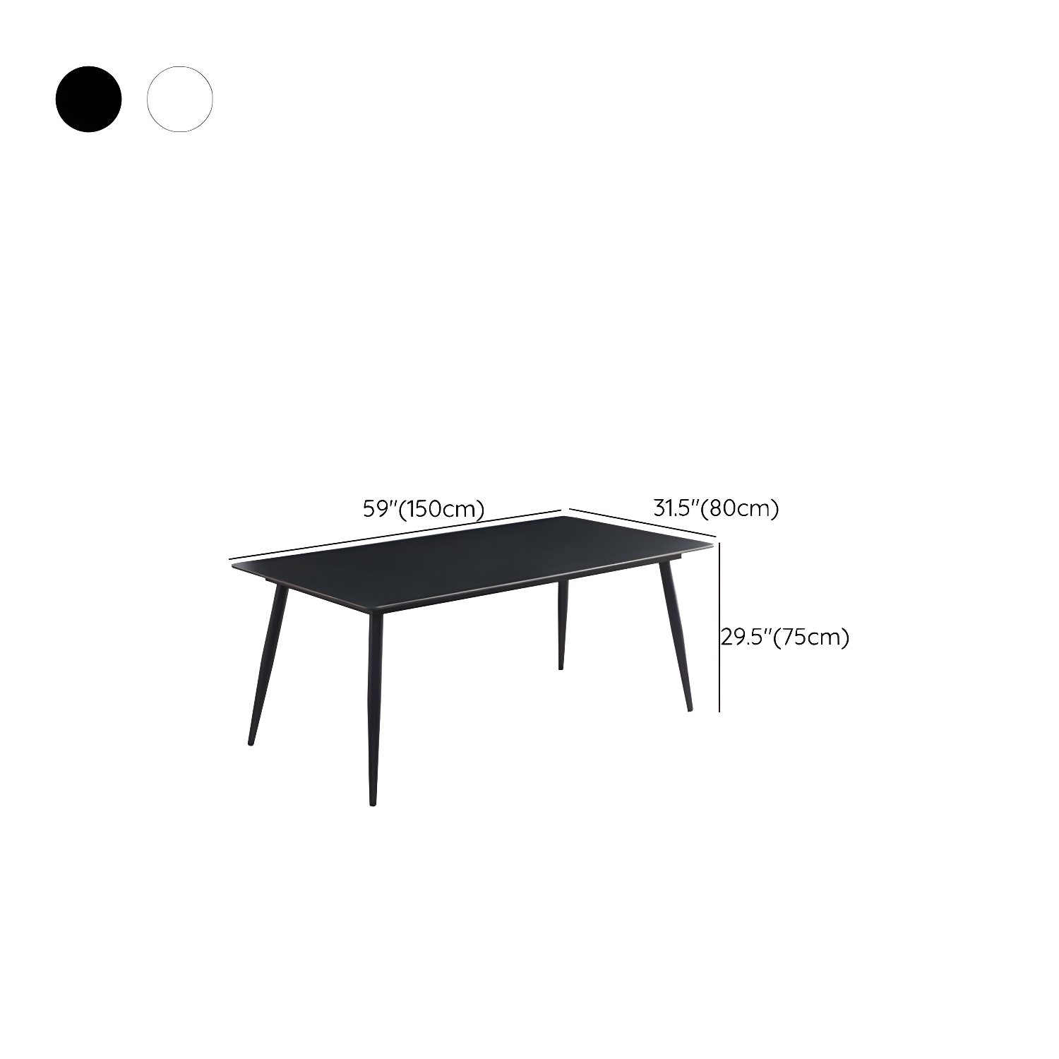 Modern Scratch-Resistant Stone Top Black Metal Base Kitchen Table - image 14