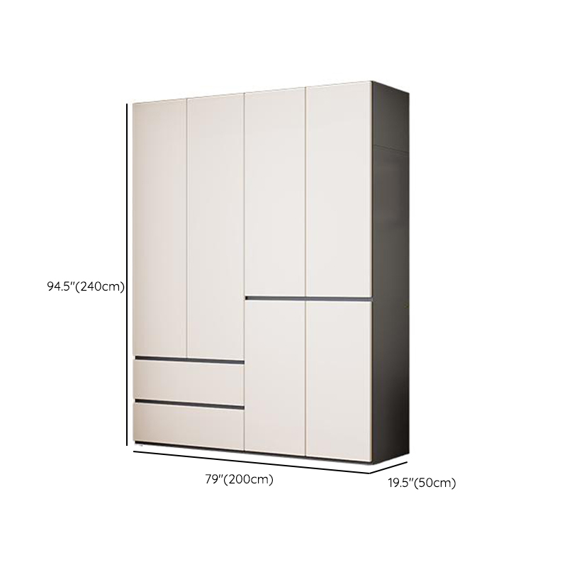 Dove Grey Minimalist Manufactured Wood Wardrobe Closet with 2 Drawers, Soft Close Door, Interior Shelves, and Clothing Rod - image 12