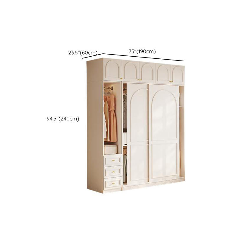 Casual White Wooden Wardrobe with 5 Drawers/4 Drawers/2 Drawers, Interior Shelves & Hanging Rod - image 17