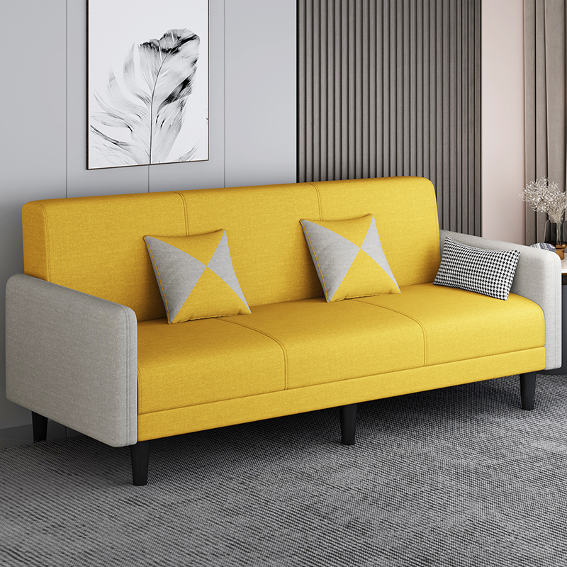 Convertible Sofa in Gray/Cerulean/Off-White with Armrest and 3 Pillows - image 4