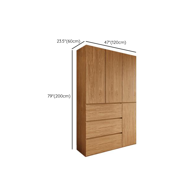 Wood Grain Minimalist Laminate Wardrobe Closet with Soft Close Drawer, Soft Close Door, Interior Shelves, and Clothing Rod - image 12