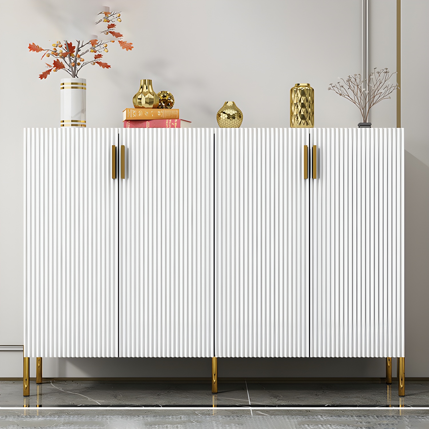 Glam Living Room Wooden Sideboard with Doors and Storage Shelves - image 6
