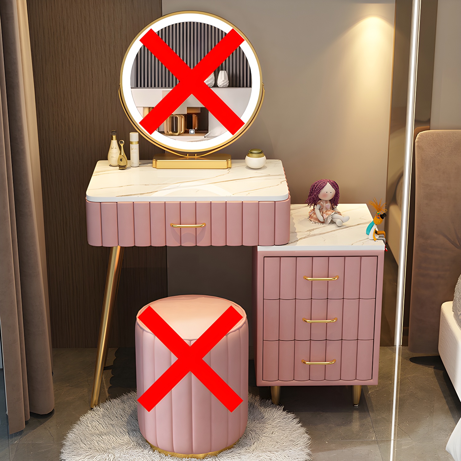 Wooden Makeup Vanity Storage Box Vanity Dressing Table for Bedroom - image 4