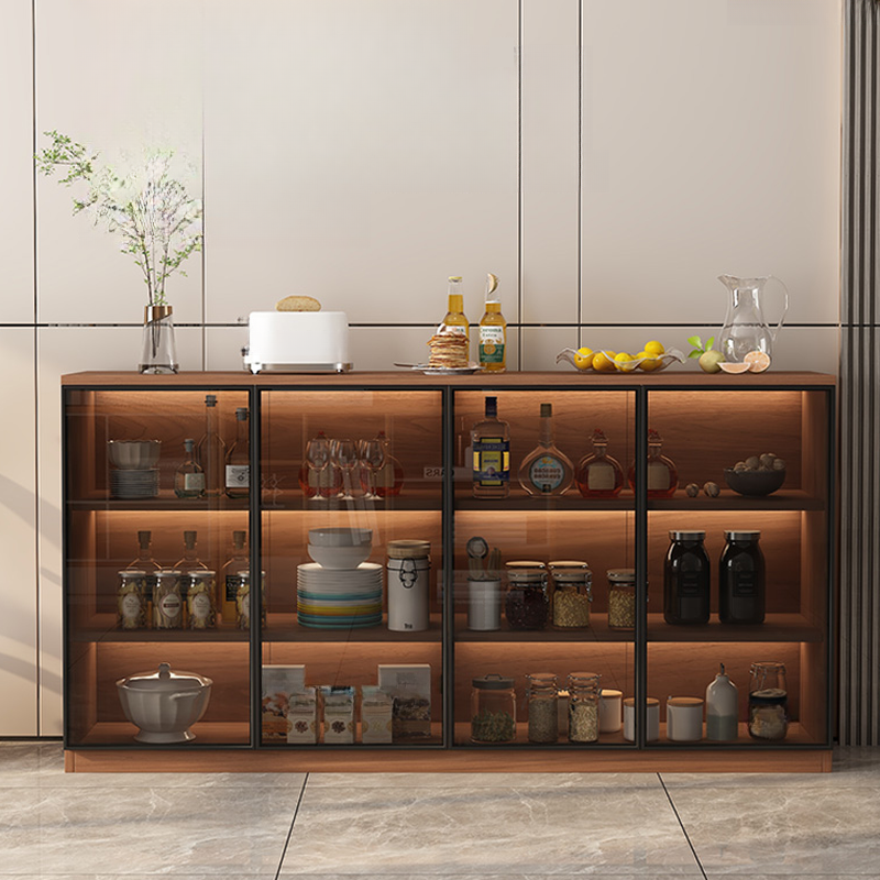 Trendy Sideboard with Cupboard, Narrow/Standard Size, Three Internal Shelves, Composite Wood Countertop, and Glass-panel Door - image 4