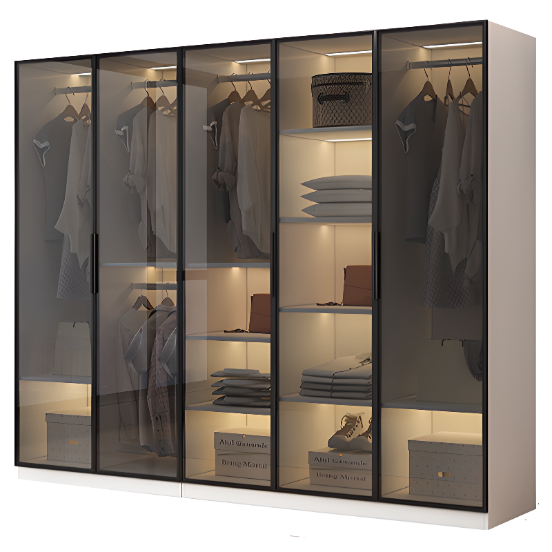 Trendy Vitreous Unfixed Wardrobe Armoire with Soft Close Door, Interior Shelves, Clothing Rod, and Articulated Mechanism - image 6