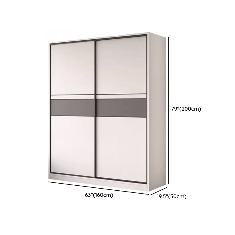 White Minimalist Manufactured Wood Wardrobe Closet with Interior Shelves and Clothing Rod - image 16