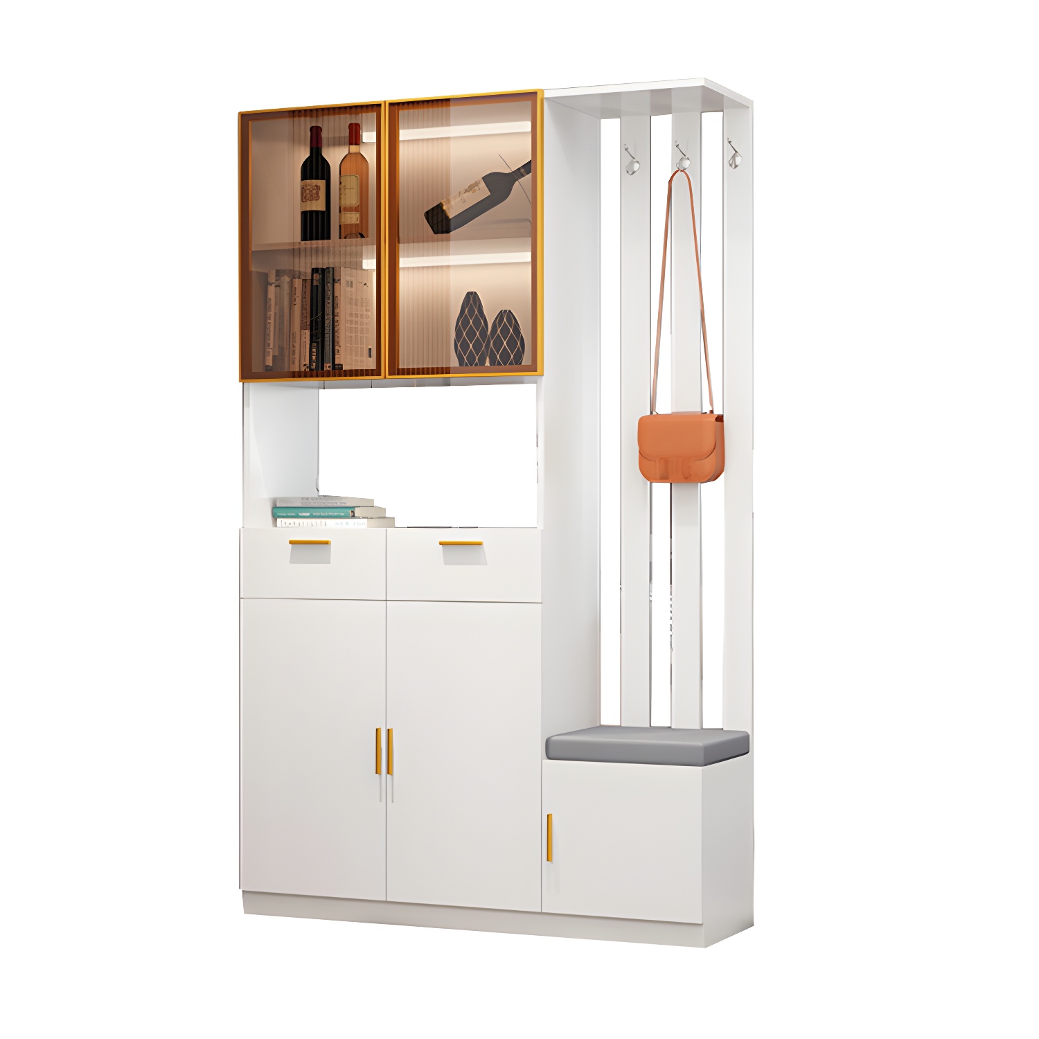 Contemporary 3-door Wooden 11.81" Wide Accent Cabinet with Drawer - image 12