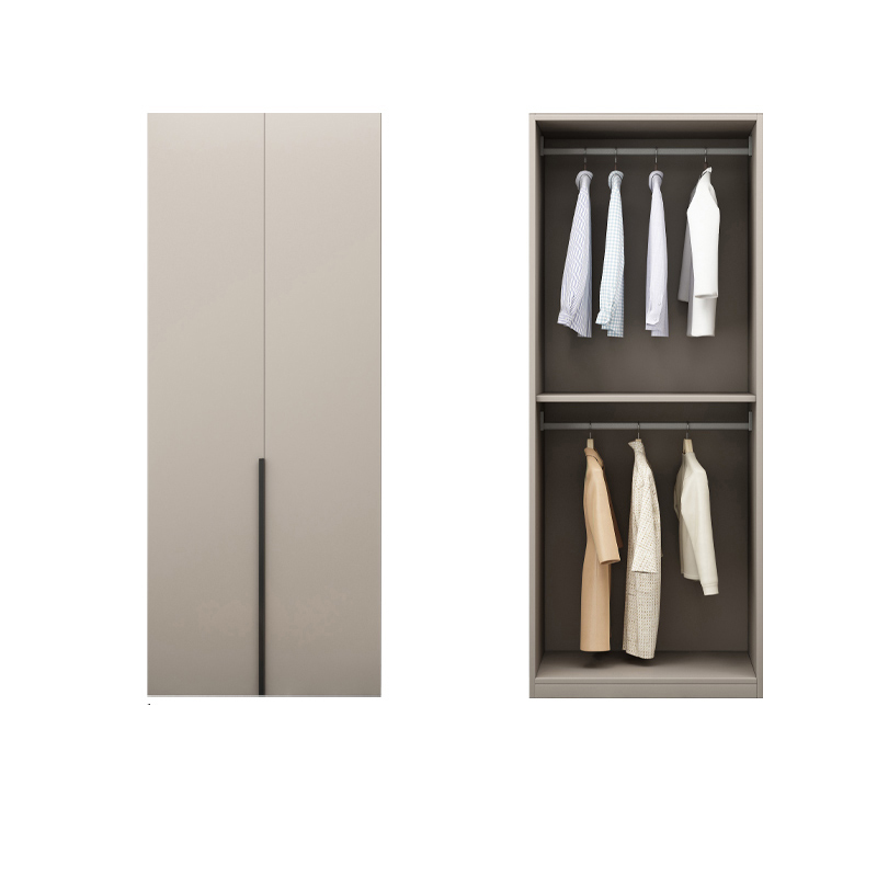 Modish Manufactured Wood Wardrobe Closet with Interior Shelves and Clothing Rod