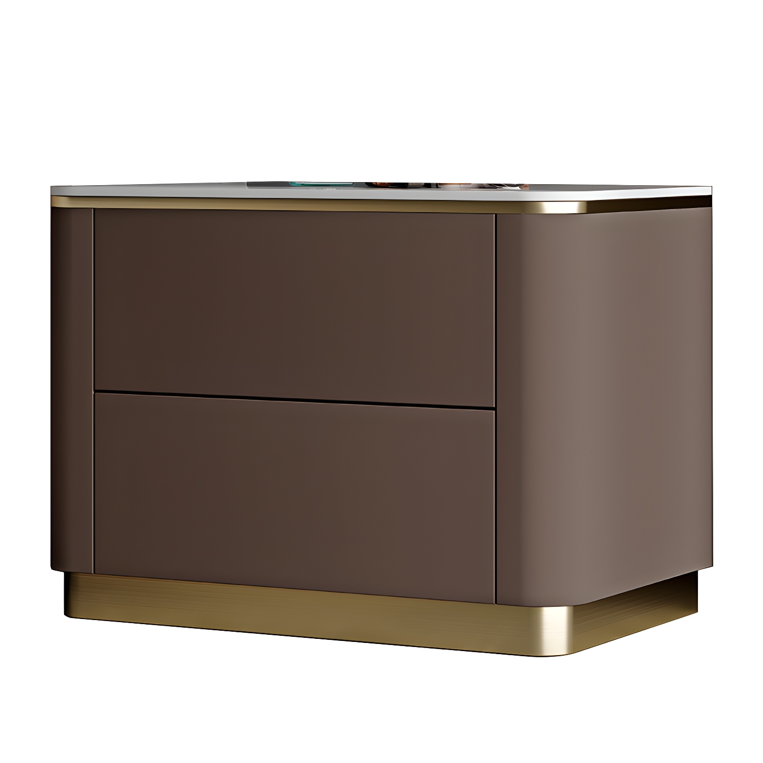 Glam Solid Wood Leather Outer Frame Accent Table Nightstand Drawer Storage Night Table - image 3
