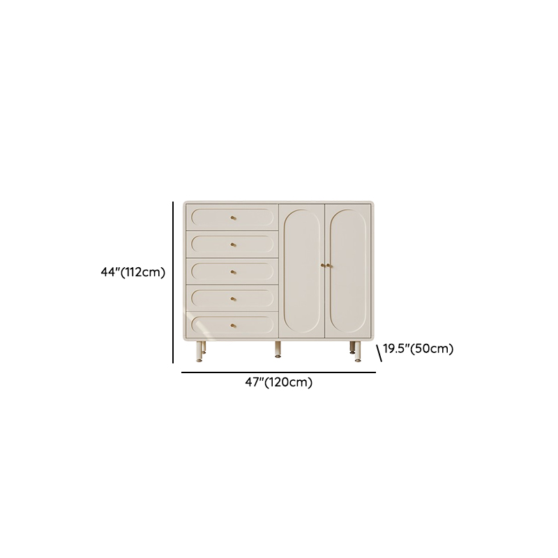 Chalk Casual Particle Board Wood Console Dresser with 5/4 Drawers, Hutch, 3 Interior Shelves, Horizontal - image 11