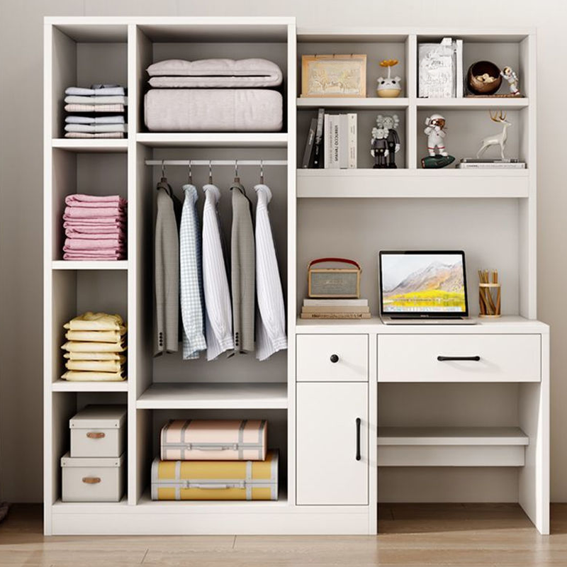 White Contemporary Laminate Almirah with Soft Close Drawer, Soft Close Door, Interior Shelves, and Clothing Rod - image 3