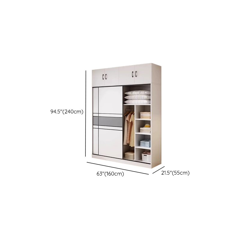 White Minimalist Manufactured Wood Independent Wardrobe Closet with Soft Close Door, Interior Shelves, and Clothing Rod - image 12