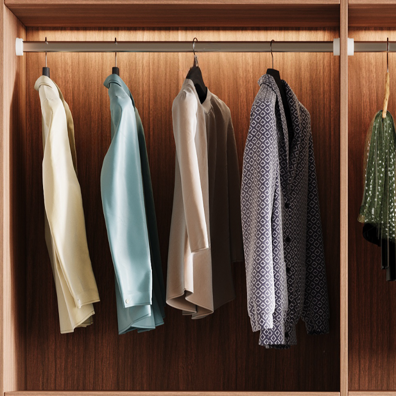 Cocoa Minimalist Natural Wood Wardrobe Closet with Soft Close Door, Interior Shelves, and Clothing Rod - image 3