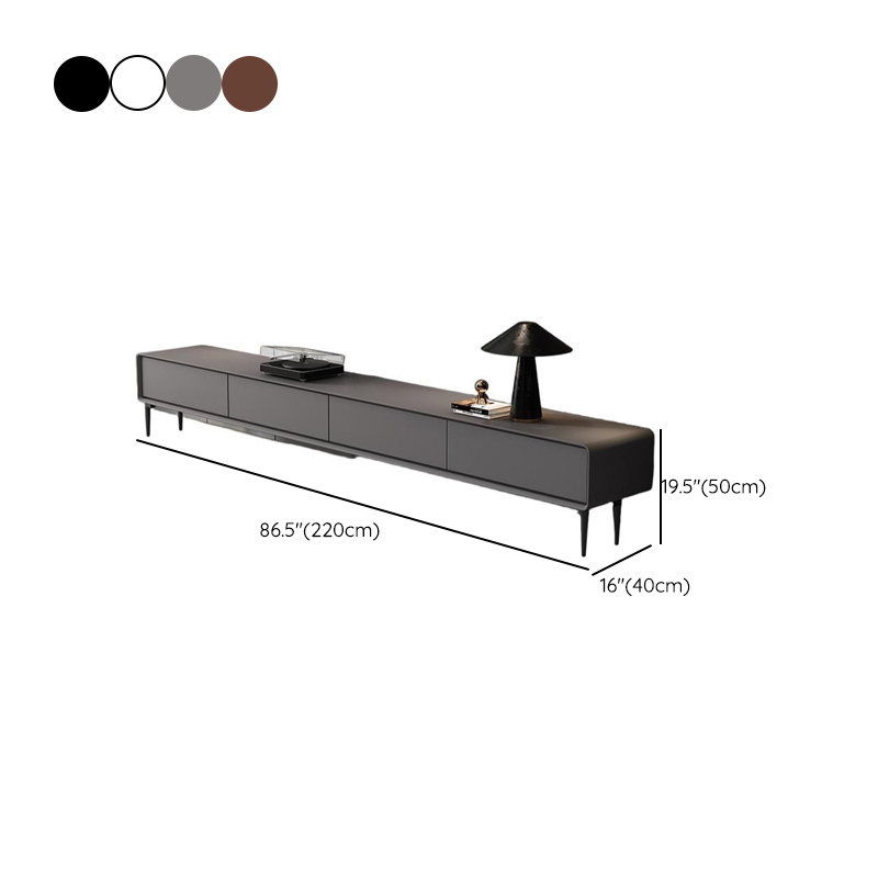 Dove Grey/White/Auburn Mid-Century Modern Wooden TV Stand with 4 Drawers - image 11