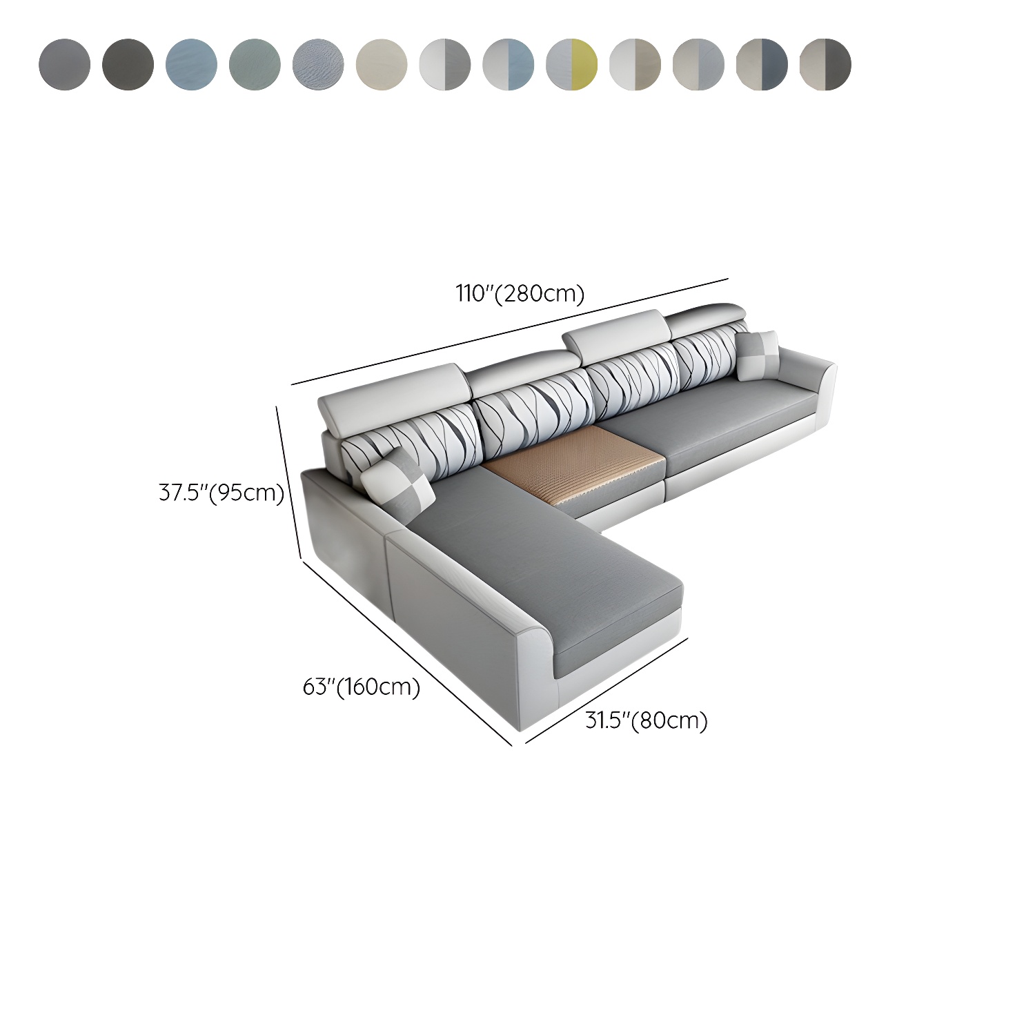 Modern L-Shape Reversible Wood Frame Sectional Sofa Chaise Set - image 23