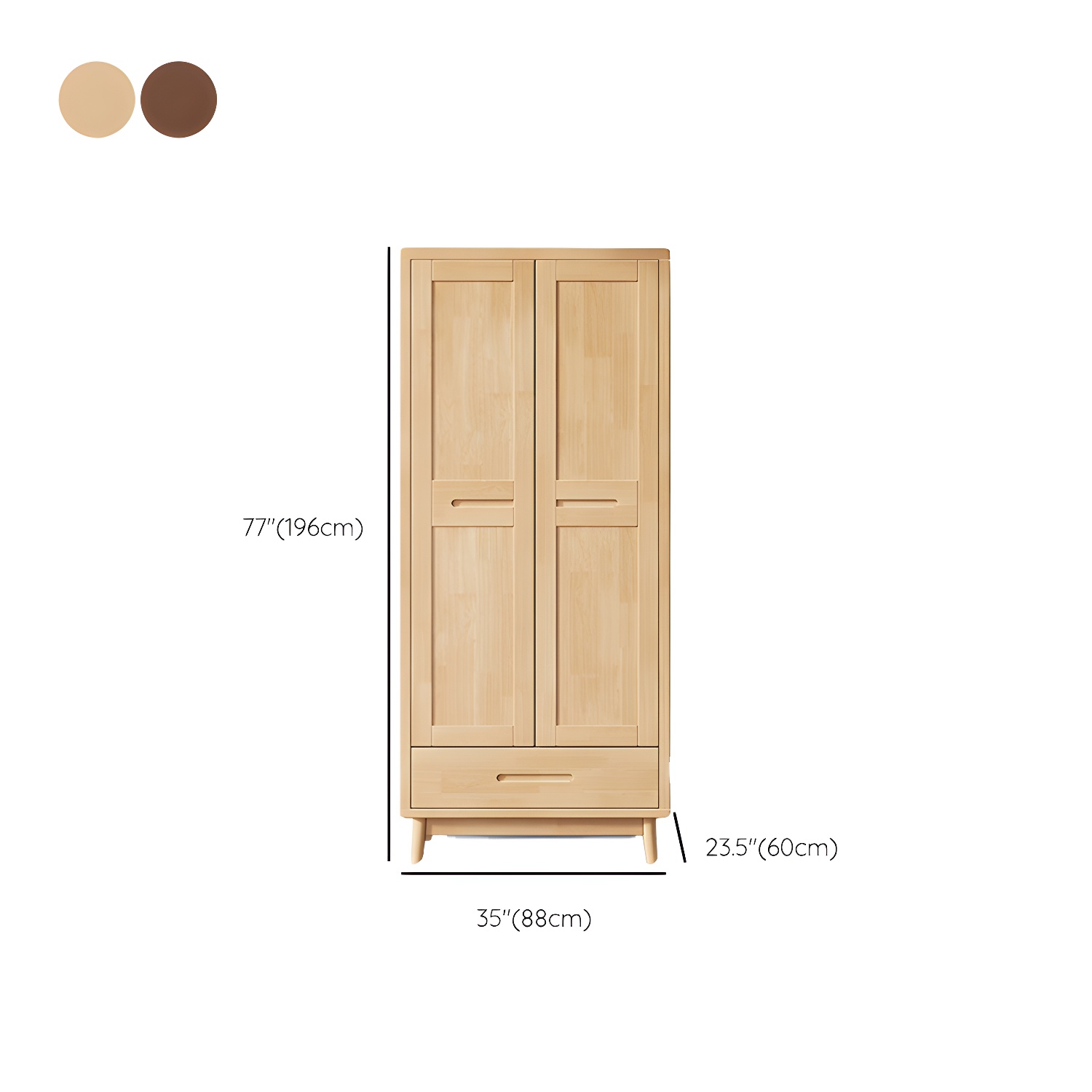 Modern Rubberwood Solid Wood Wardrobe Freestanding Wardrobe with Drawer - image 11