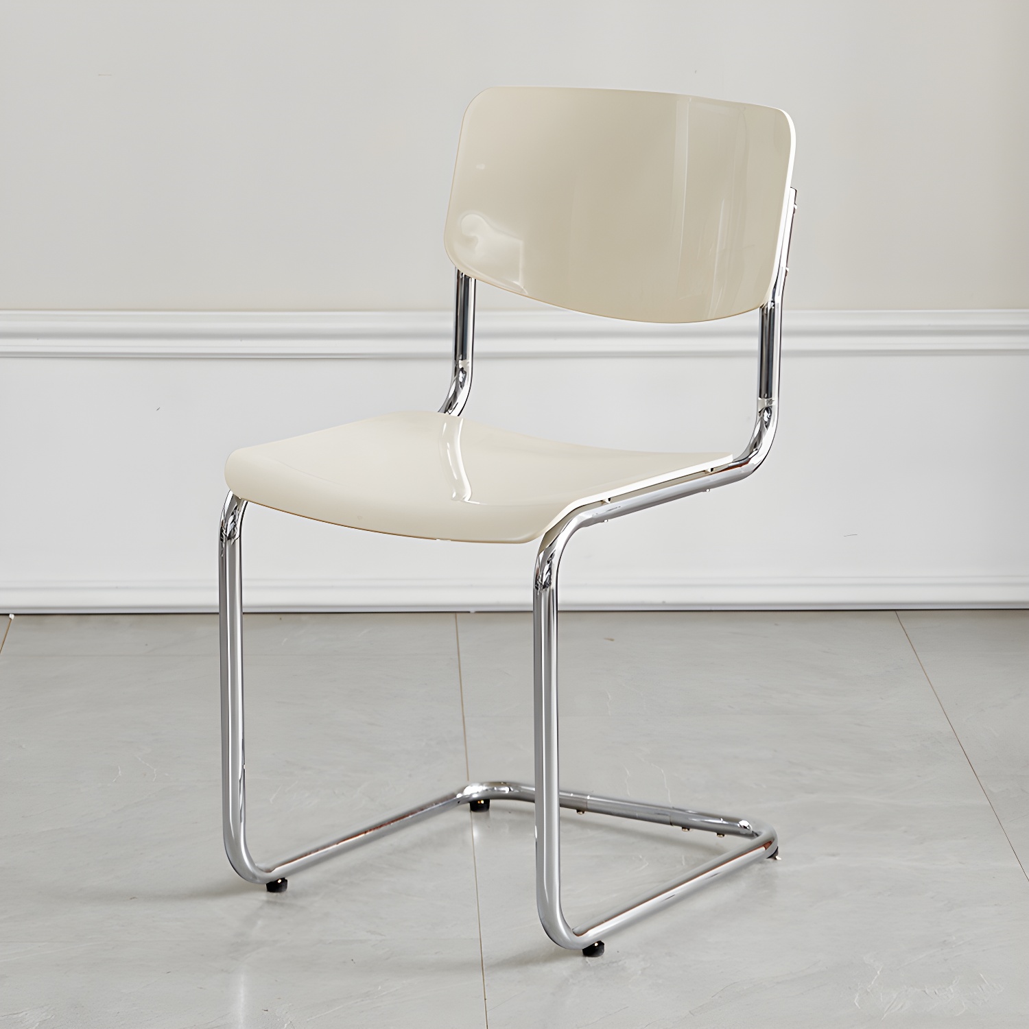 Modern Plastic & Acrylic Side Chair with Low Back and Open Back Style - Silver Leg Color - image 4