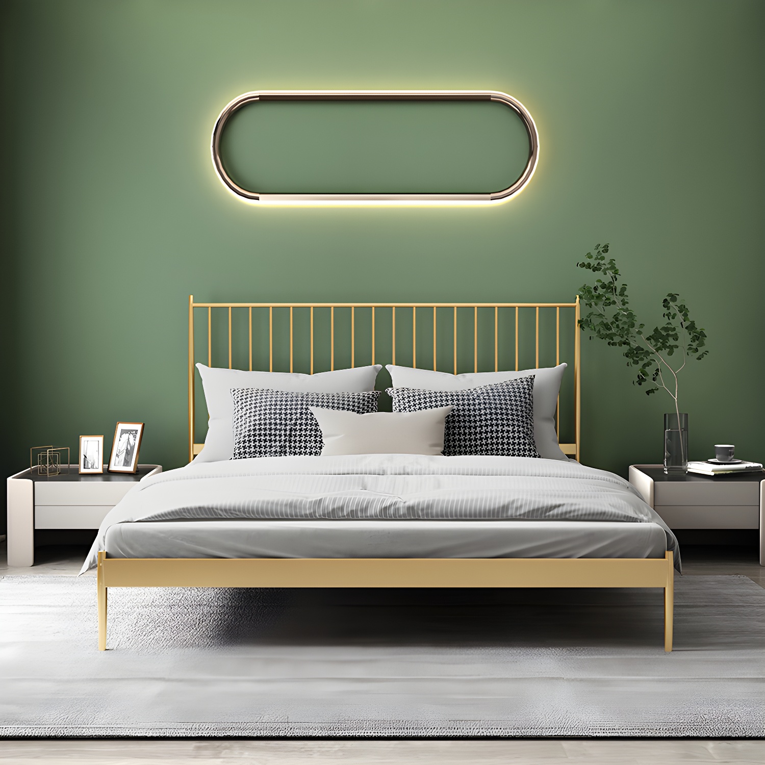 Modern Style Metal Material Includes Headboard Gold/white/black Bed - image 6