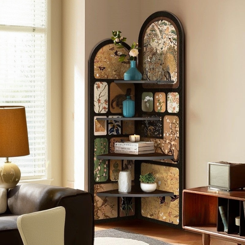 Modern Simple Style Nook Decorative Cabinet with 4 Exterior Shelves, Matte Black Lumber Top - image 8