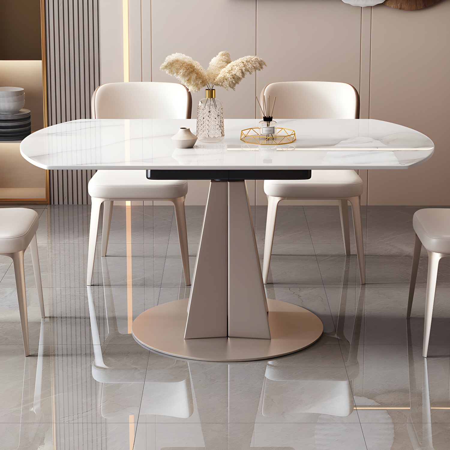 Contemporary 1/2/5/7 Pieces Dining Set Sintered Stone Dining Room Set for Small Space - image 3