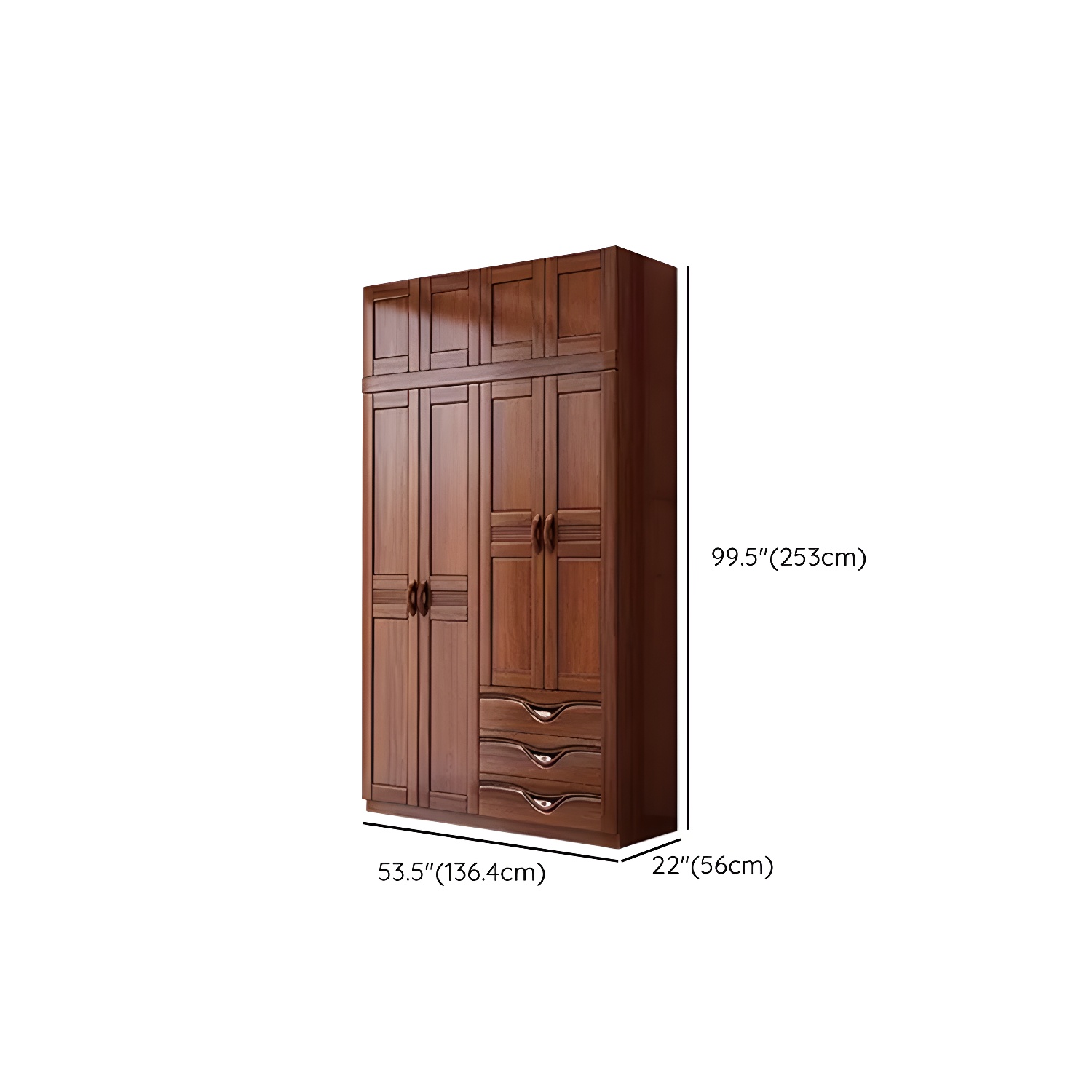 Wood Brown Rustic Wardrobe Armoire with Drawers & Shelves, Walnut Finish - image 31