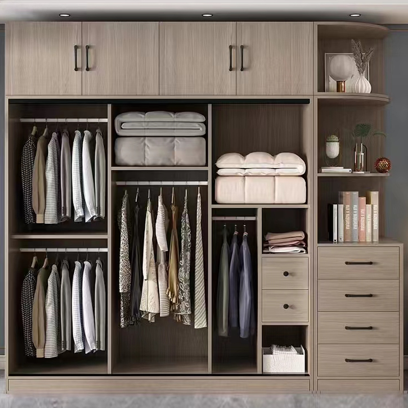 Rustic Brown Self-supporting Armoire Cabinet Pine with Shelves