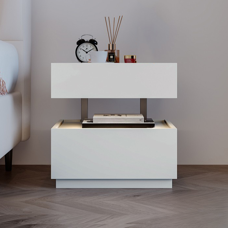 Organic Modern Nightstand With Drawer Organization with Particle Board Wood Countertop and Illuminating Lighting - image 12
