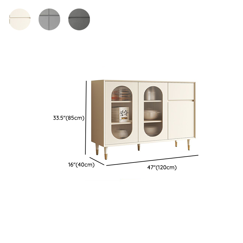 Wood Glam Sideboard Credenza with Glass Doors and Drawers, 40cm Overall Width, 85cm Overall Height - image 17