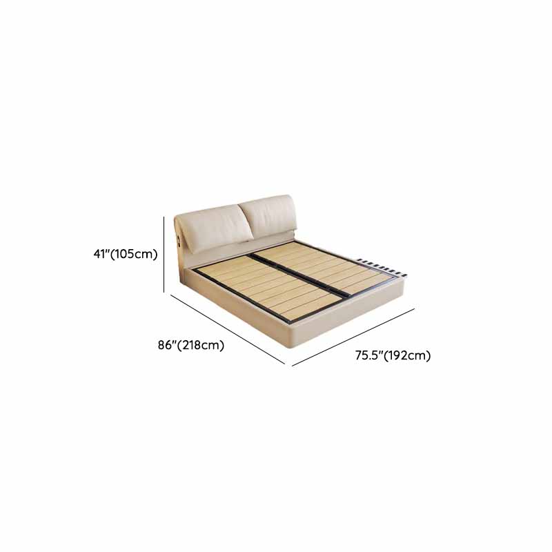 Beige Solid Color Storage Bed with 3 Storage Boxes, Sponge Upholstery, and Illumination Light - image 15