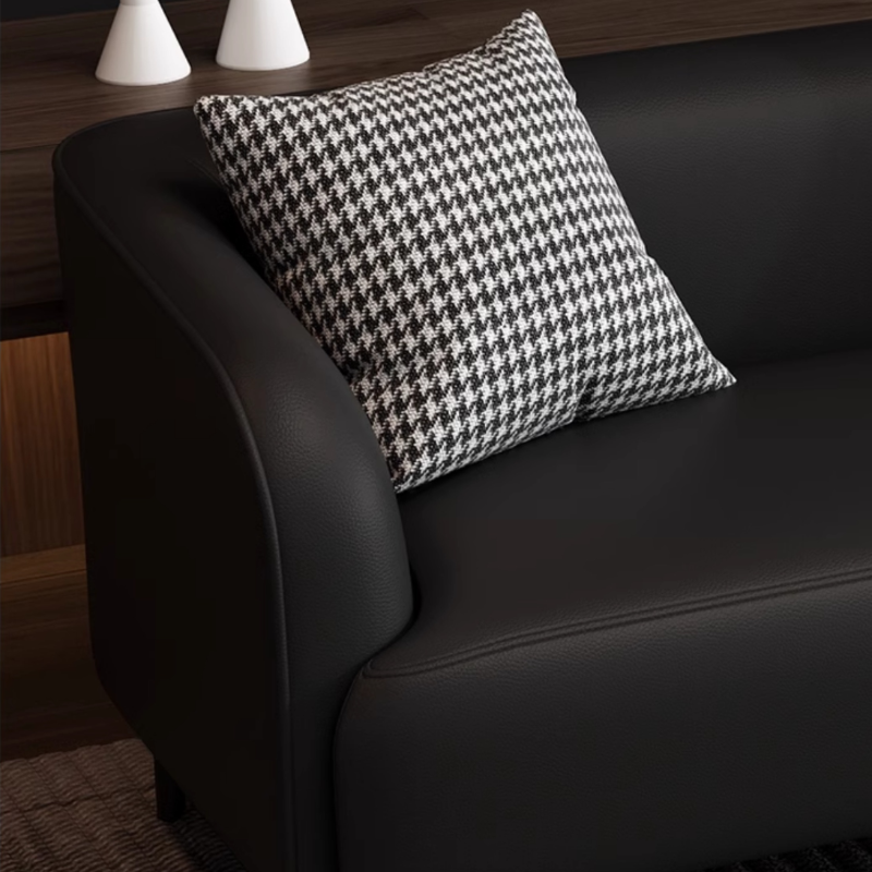 Drawing Room Standard Sofa in Pu Leather with Dark Gray/Sage/Amber Color and Armrest - image 9