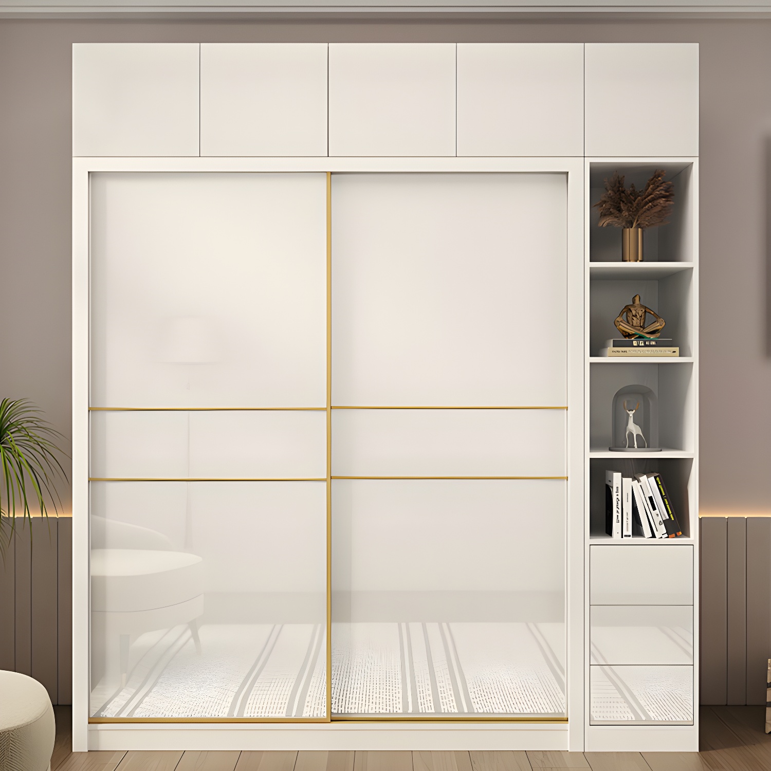 Contemporary Glossy White Storage Cabinet Manufactured Wood Cabinet for Home - image 12