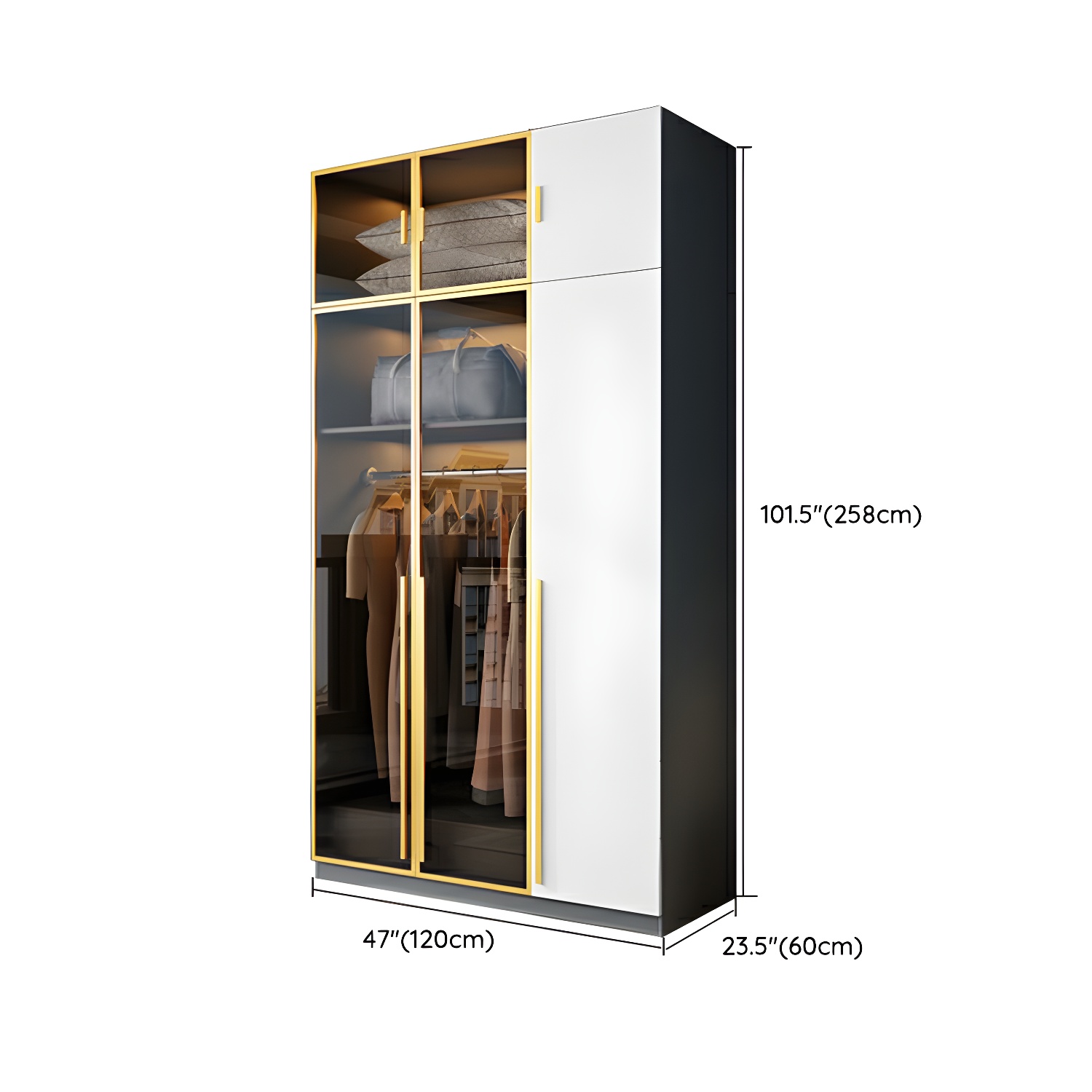 Contemporary Color Block Glass Doors Combination Armoire with Shelves Storage - image 19