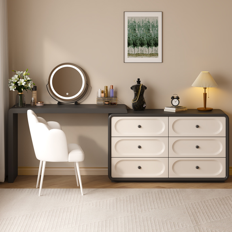 Midnight Black Scalable Makeup Vanity for Sleeping Room with Push-Pull Feature