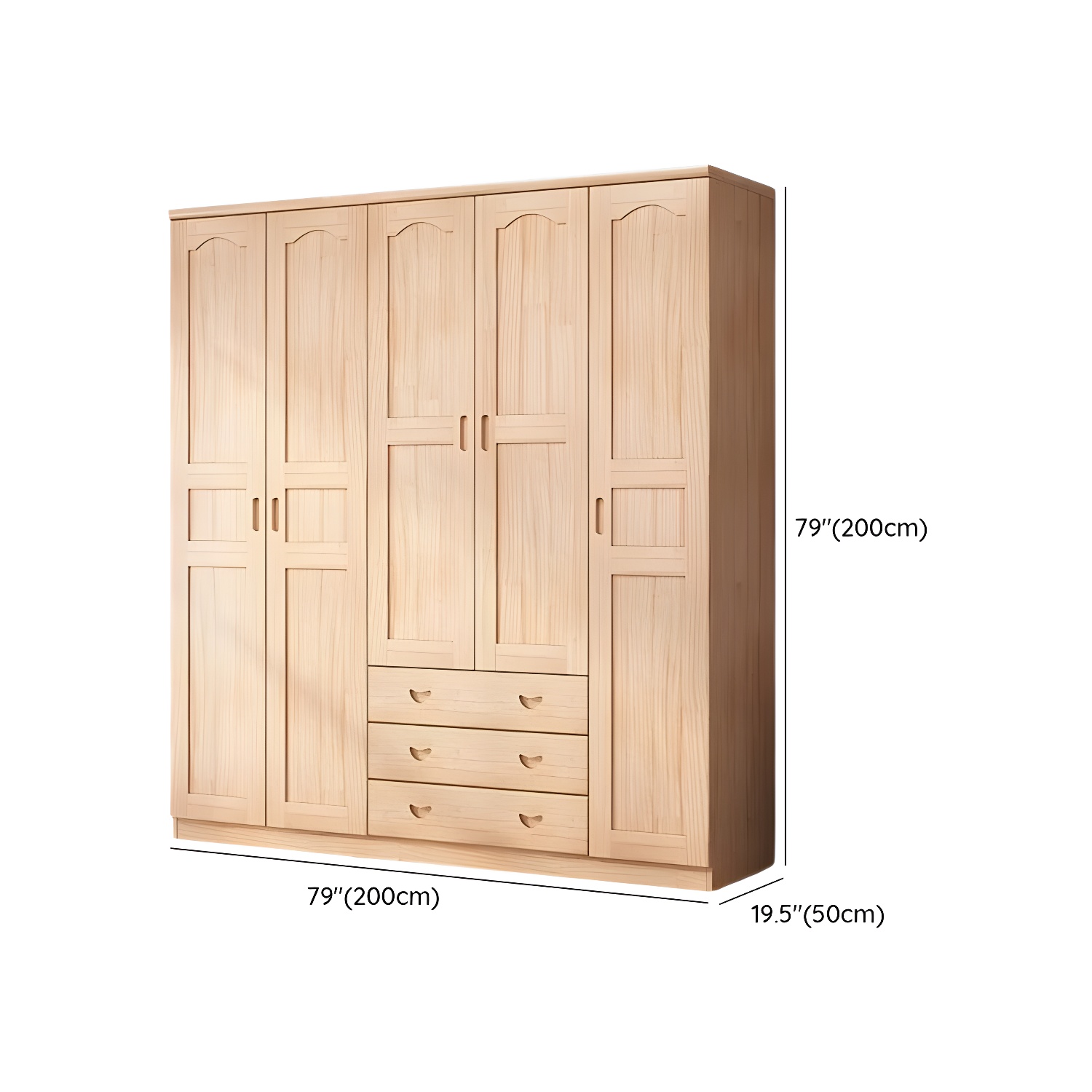 Scandinavian Natural Wood Wardrobe Armoire - 50cm Width - Drawers Included - image 15