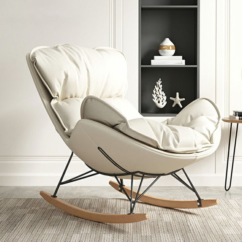 Stylish and Modern Upholstered Rocking Chair with Natural Wood Legs - image 6
