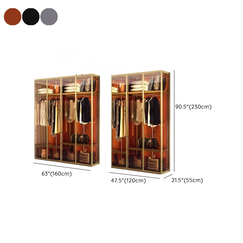 Art Deco Vitreous Wardrobe Armoire with Soft Close Door, Interior Shelves, Clothing Rod, and Hinged Mechanism - image 13