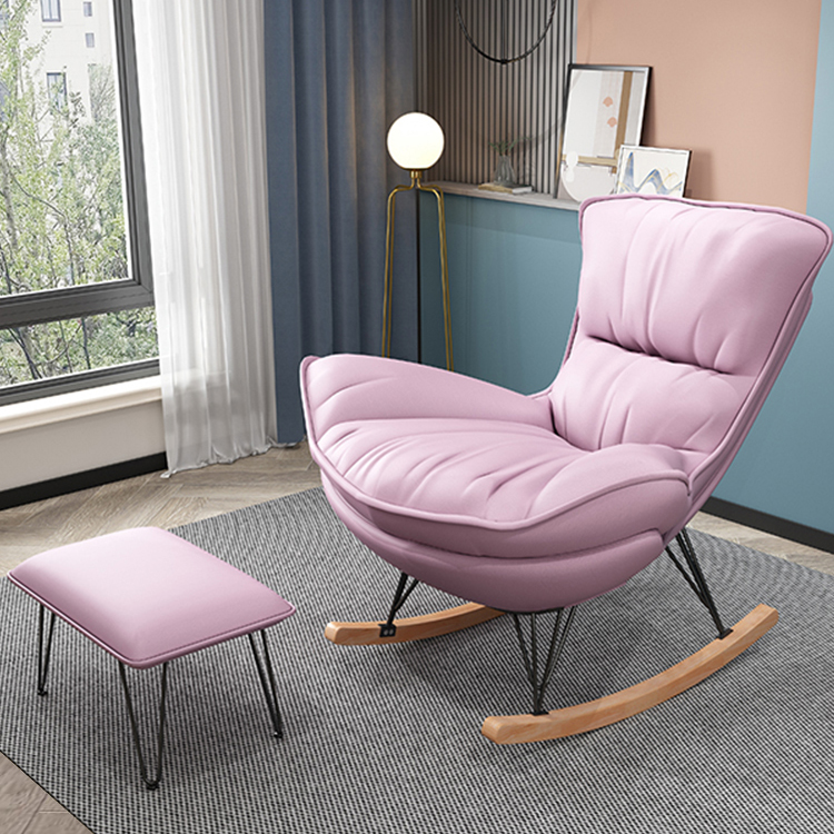 Indulgent Modern Upholstered Rocking Chair with Ottoman Perfect for Relaxation in Natural Wood Tone - image 14