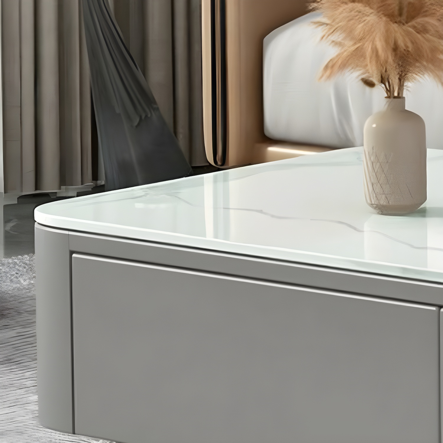 Modern Rectangular Coffee Table with Tempered Glass Top & Black Wood Base - image 15