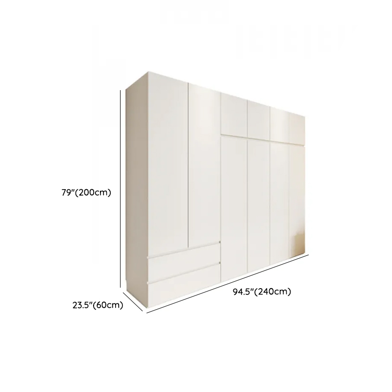 White Minimalist Manufactured Wood Independent Wardrobe Closet with Soft Close Drawer, Soft Close Door, and Interior Shelves - image 19