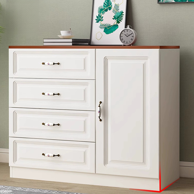Sleeping Room Use Trendy White Wood Wardrobe Chest with Shelves - image 4
