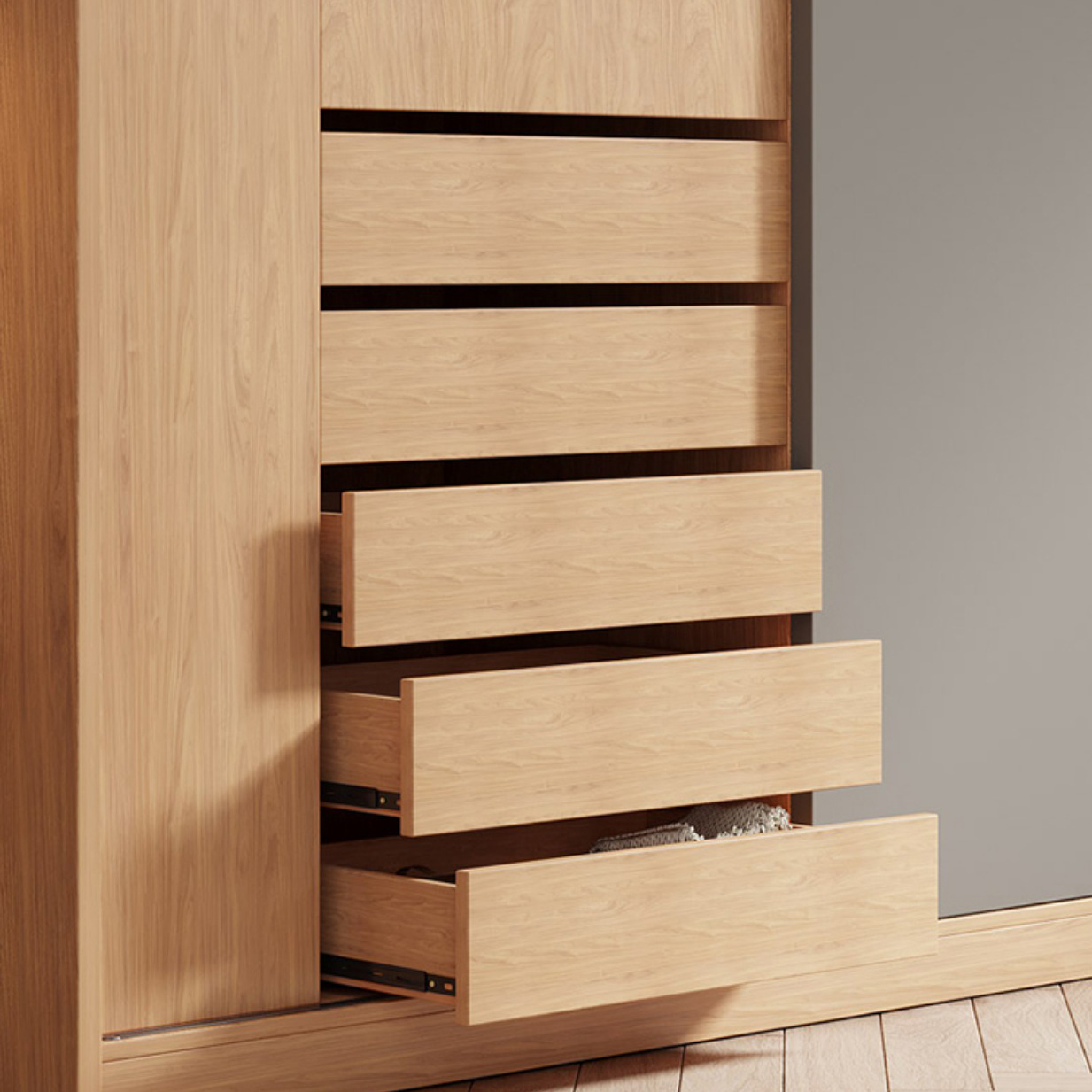 Natural Finish Modern Wardrobe Armoire Solid Wood and Engineered Wood Armoire - image 7