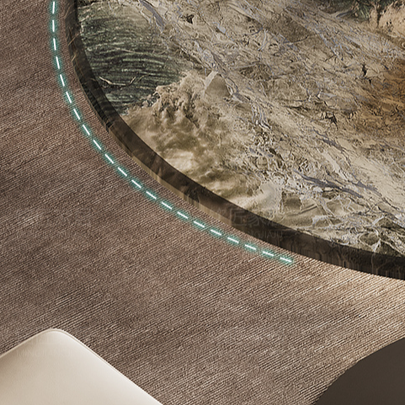 Art Deco Multi-Color Rounded Dining Table with Stone Top, Scratch-immune, Standard Height, Seats 2 - image 10