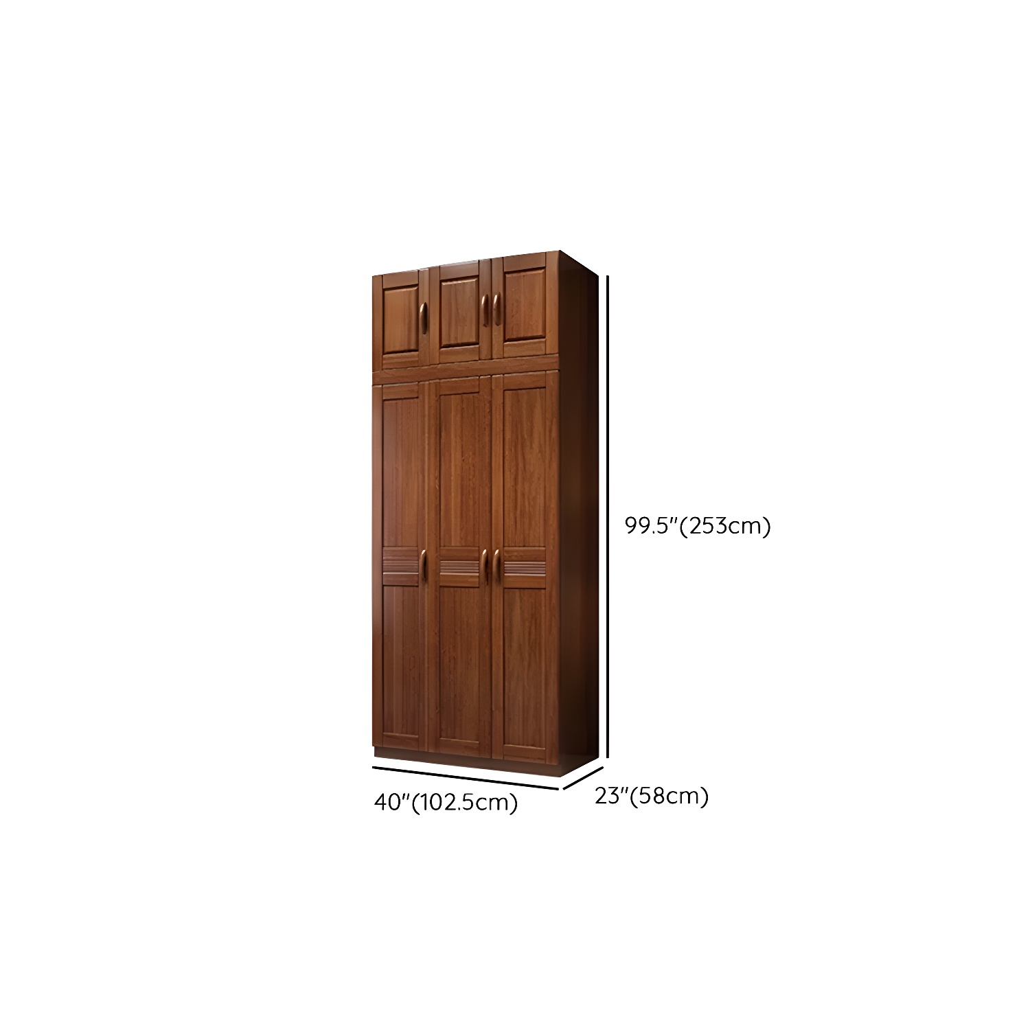 Wood Brown Rustic Wardrobe Armoire with Drawers & Shelves, Walnut Finish - image 18