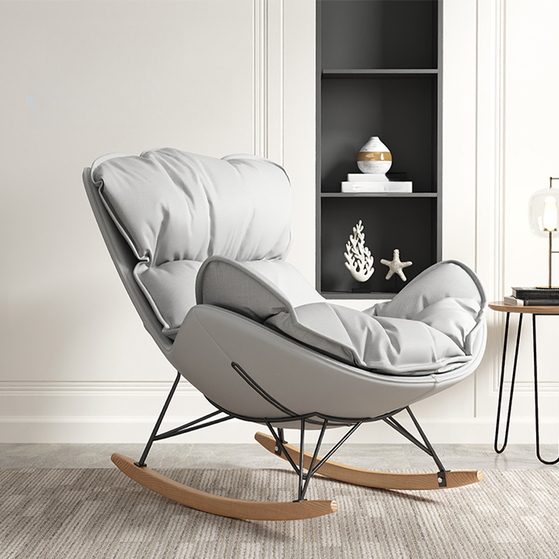 Modish Upholstered Rocking Accent Chair with Ottoman - image 5