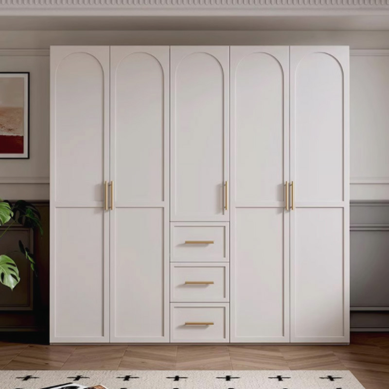 Chalk Minimalist Laminate Cabinet Armoire with 3-Drawer, Interior Shelves, and Clothing Rod